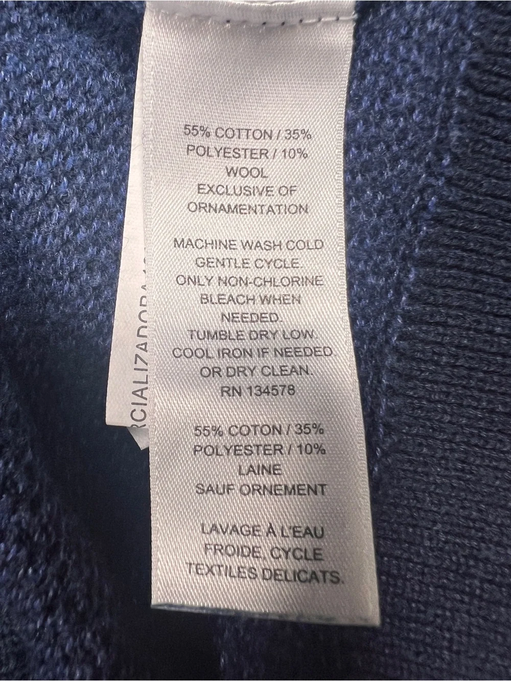 Vineyard Vines Sweater mens Medium Quarter Zip Pullover Navy Blue wool blend
